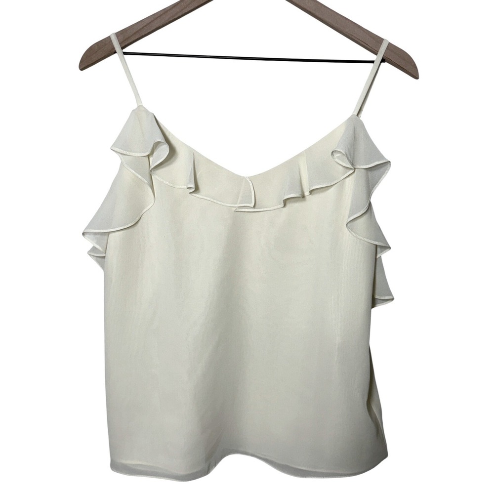 Revelry Cold Shoulder Cami Top Womens Medium Ivory Ruffle Chiffon Wedding Bridal